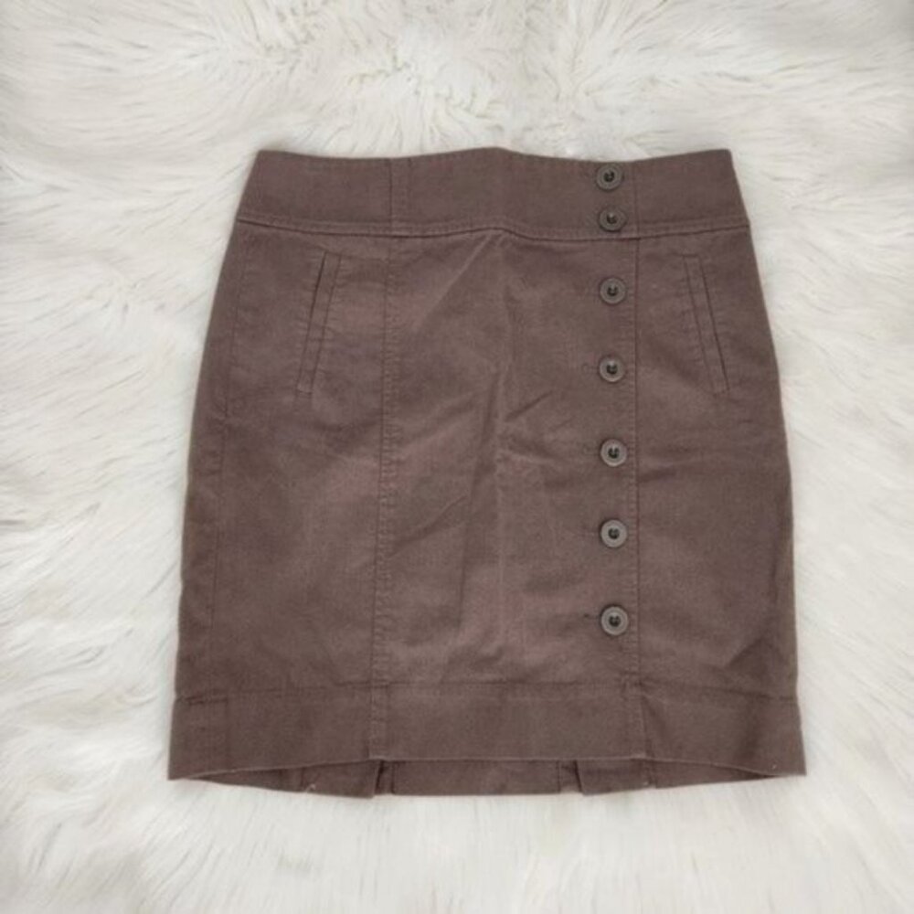 Ann Tylor Loft Brown Side Button Mini Skirt, size 4 - Picture 4 of 16